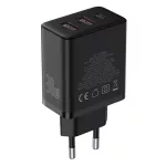 Baseus Cube hálózati gyorstöltő 30W, USB Type-C + 2×USB Type-A, fekete