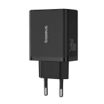 Baseus Cube hálózati gyorstöltő 30W, USB Type-C + 2×USB Type-A, fekete