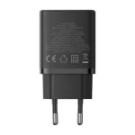 Baseus Cube hálózati gyorstöltő 30W, USB Type-C + 2×USB Type-A, fekete