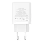 Baseus Cube hálózati gyorstöltő 30W, USB Type-C + 2×USB Type-A, fehér