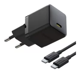   Baseus Palm hálózati gyorstöltő 20W, USB Type-C, fekete + 60W USB Type-C 1m kábel