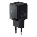 Baseus Palm hálózati gyorstöltő 20W, USB Type-C + USB Type-A, fekete