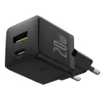 Baseus Palm hálózati gyorstöltő 20W, USB Type-C + USB Type-A, fekete