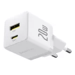 Baseus Palm hálózati gyorstöltő 20W, USB Type-C + USB Type-A, fehér