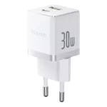 Baseus Palm hálózati gyorstöltő 30W, USB Type-C + USB Type-A, fehér