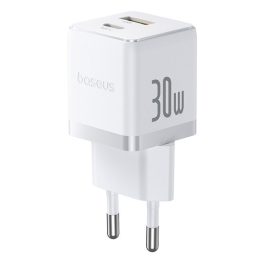   Baseus Palm hálózati gyorstöltő 30W, USB Type-C + USB Type-A, fehér