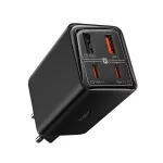 Baseus GaN6 Pro hálózati gyorstöltő 65W, 2×USB Type-C + 2×USB Type-A, fekete + 100W USB Type-C, 1m kábel