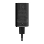 Baseus GaN6 Pro hálózati gyorstöltő 65W, 2×USB Type-C + 2×USB Type-A, fekete + 100W USB Type-C, 1m kábel