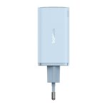 Baseus GaN6 Pro hálózati gyorstöltő 65W, 2×USB Type-C + 2×USB Type-A, kék + 100W USB Type-C, 1m kábel