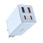 Baseus GaN6 Pro hálózati gyorstöltő 65W, 2×USB Type-C + 2×USB Type-A, kék + 100W USB Type-C, 1m kábel