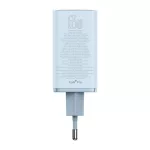 Baseus GaN6 Pro hálózati gyorstöltő 65W, 2×USB Type-C + 2×USB Type-A, kék + 100W USB Type-C, 1m kábel