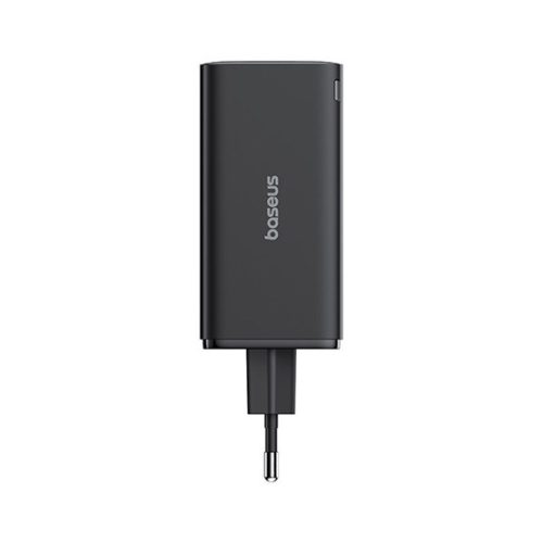 Baseus GaN6 Pro hálózati gyorstöltő 100W, 2×USB Type-C + 2×USB Type-A, fekete + 100W USB Type-C, 1m kábel