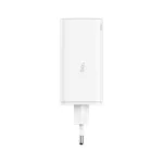 Baseus GaN6 Pro hálózati gyorstöltő 100W, 2×USB Type-C + 2×USB Type-A, fehér + 100W USB Type-C, 1m kábel