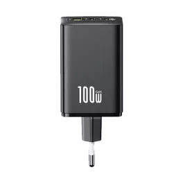  Baseus EnerFill FE11 hálózati gyorstöltő 100W, 2×USB Type-C + 1×USB Type-A, fekete