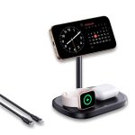 Baseus EnerFill FS41 3-in-1 vezeték nélküli töltő állvány 22,5W, fekete + USB Type-C, 1m kábel