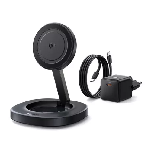 Baseus EnerFill FF11 vezeték nélküli töltő 15W, fekete + 20W hálózati gyorstöltő + USB Type-C, 1m kábel