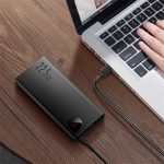 Baseus Adaman Metal gyorstöltő powerbank 20000 mAh, 22.5W, fekete + 3A USB Type-C, 30cm kábel