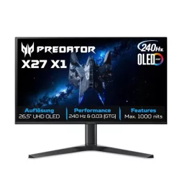   ACER 27" Predator X27X1bmiippruzx ZeroFrame 4K UHD 240Hz OLED fekete monitor