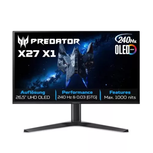 ACER 27" Predator X27X1bmiippruzx ZeroFrame 4K UHD 240Hz OLED fekete monitor