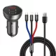 Baseus Digital Display autóstöltő 24W, 2×USB Type-A, fekete + 3.5A 3-in-1, 1.2m 3-színű kábel