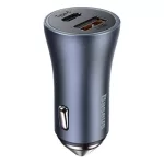 Baseus Golden Contactor Pro autós gyorstöltő 40W, USB Type-A + USB Type-C, szürke + 100W USB 1m kábel