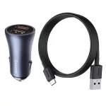 Baseus Golden Contactor Pro autós gyorstöltő 40W, 2×USB Type-A, szürke + 100W USB, 1m kábel