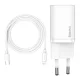 Baseus Super Si hálózati gyorstöltő 20W, USB Type-C, fehér + 20W USB Type-C – iPhone 1m kábel