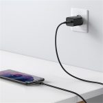 Baseus Super Si hálózati gyorstöltő 25W, USB Type-C, fekete + 3A USB Type-C, 1m kábel