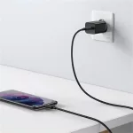 Baseus Super Si hálózati gyorstöltő 25W, USB Type-C, fekete + 3A USB Type-C, 1m kábel