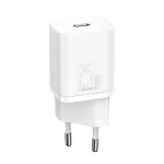 Baseus Super Si hálózati gyorstöltő 25W, USB Type-C, fehér + 3A USB Type-C, 1m kábel