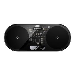  Baseus Digital LED Display 2-in-1 vezeték nélküli töltő 20W, fekete + 3A USB Type-A – USB Type-C,  1m kábel
