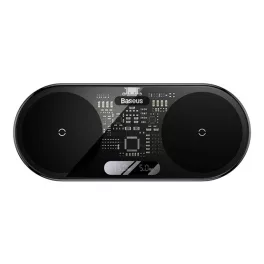   Baseus Digital LED Display 2-in-1 vezeték nélküli töltő 20W, fekete + 3A USB Type-A – USB Type-C,  1m kábel