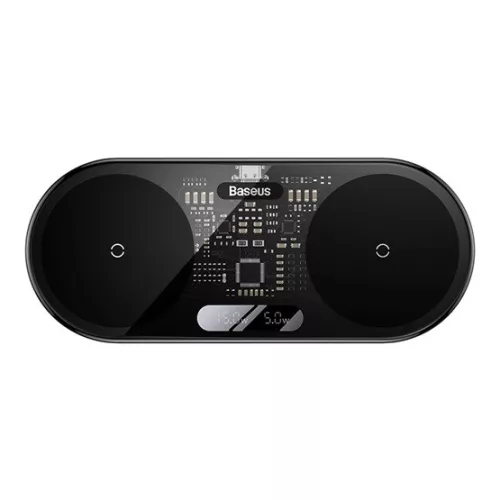 Baseus Digital LED Display 2-in-1 vezeték nélküli töltő 20W, fekete + 3A USB Type-A – USB Type-C,  1m kábel