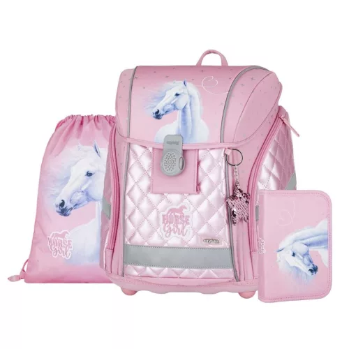 Iskolatáska szett OXY Premium Light 3 részes Horse Romantic tolltartóval és tornazsákkal