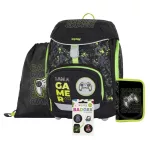 Iskolatáska szett OXY SHERPY 4 részes Gamer tolltartóval, tornazsákkal és cserélhető matricával