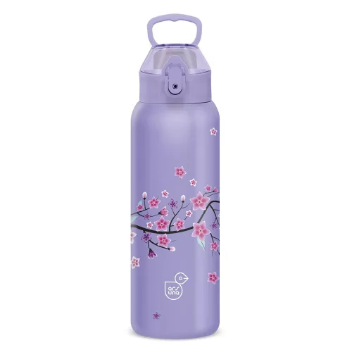 Kulacs duplafalú ARS UNA 3D fém BPA-mentes 700 ml Snow Flower-Purple